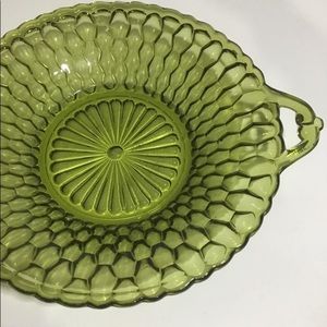 Vintage Green Depression glass candy dish